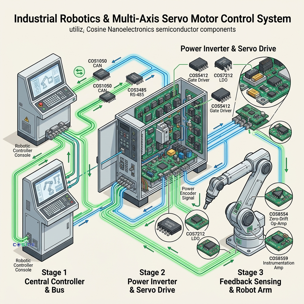 Cosine servo motor FOC field-oriented control analog signal chain