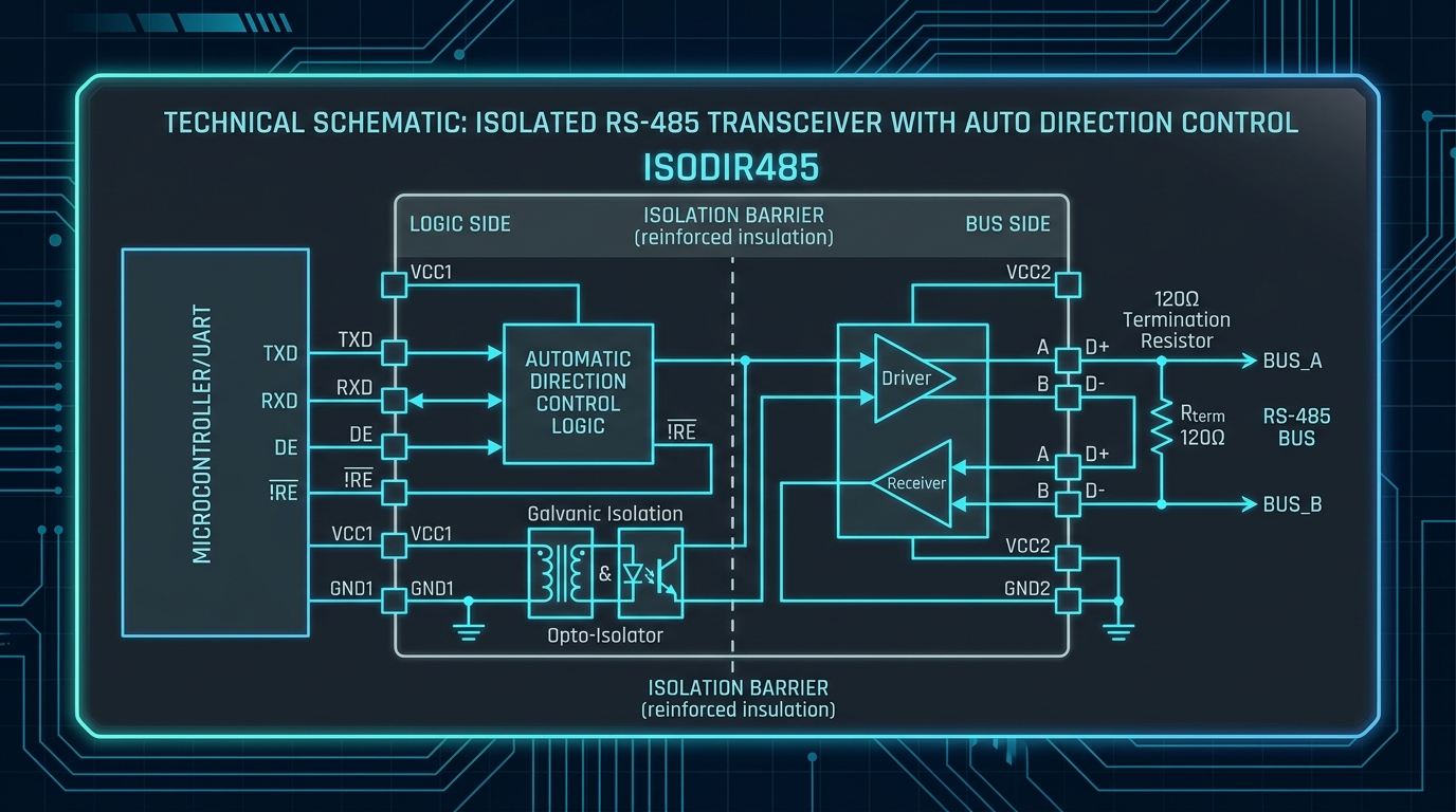 COS13487 Auto Direction Control RS-485 transceiver schematic