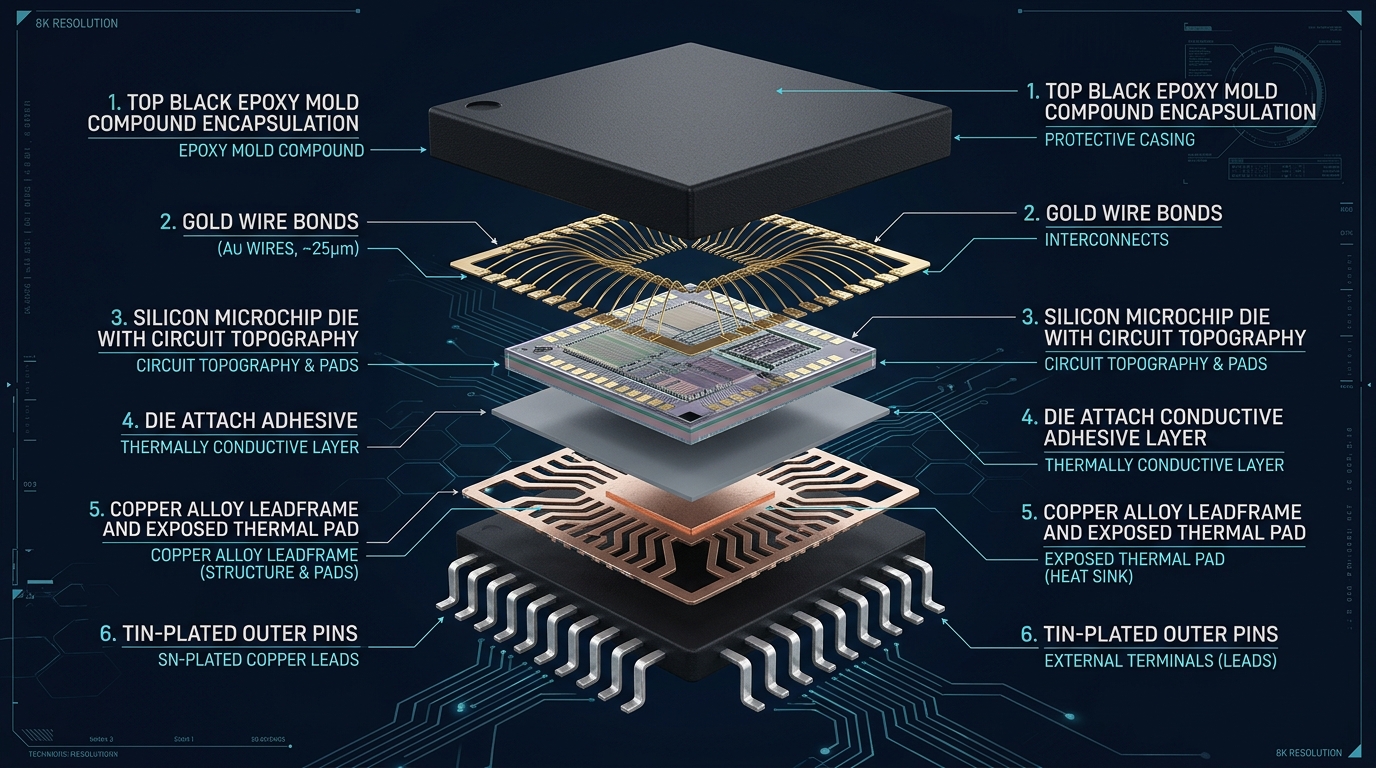 Semiconductor IC Package Exploded Anatomy Infographic