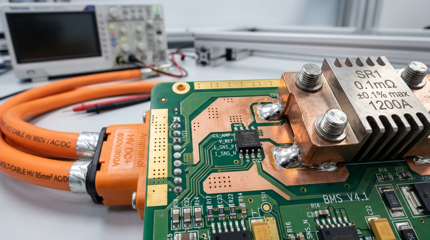 COS138 3.5V-40V High-Side Current Sense Amplifier in EV Battery Management System (BMS) Shunt Module