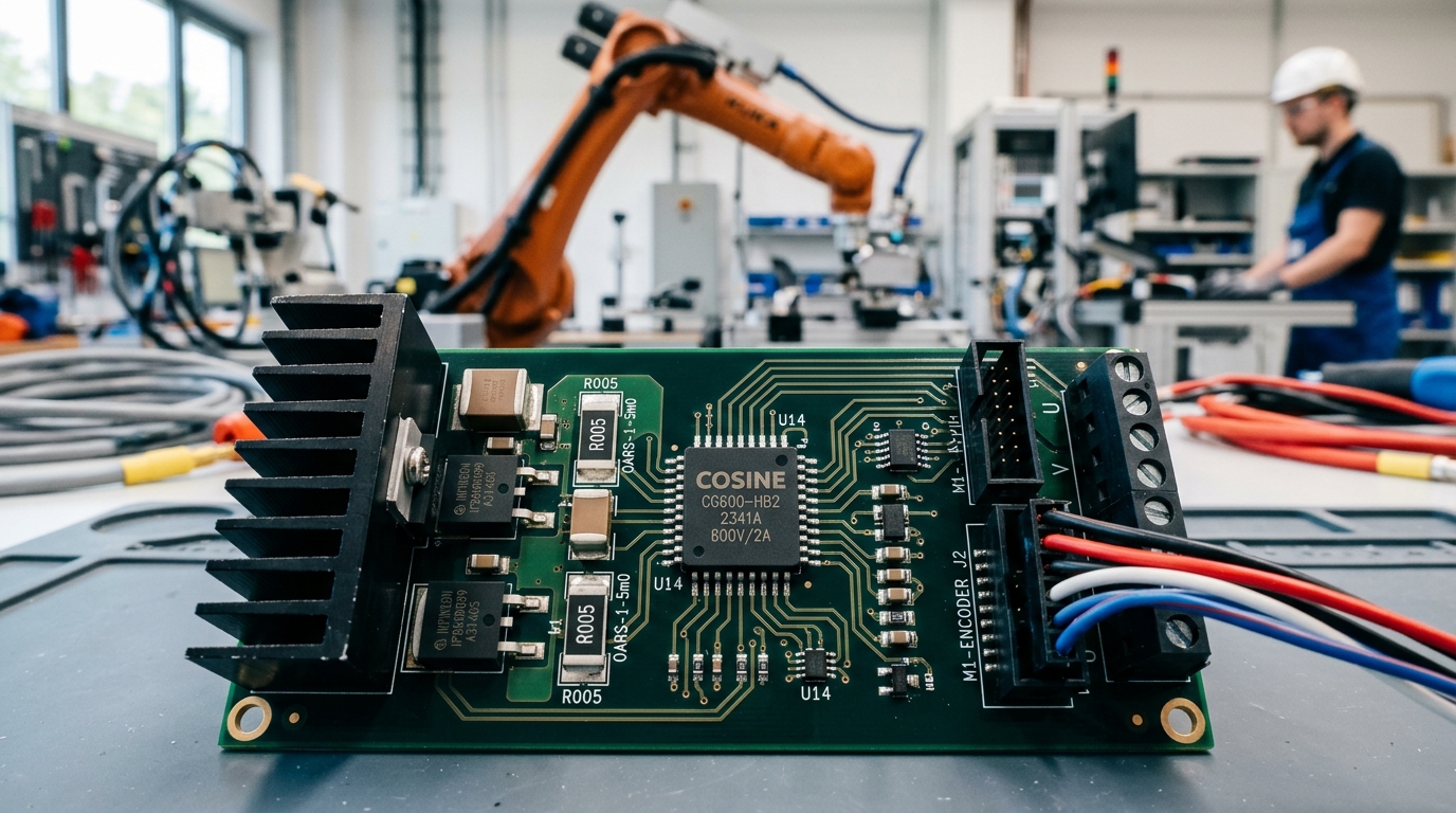 COS2103 600V Half-Bridge Gate Driver in Industrial Robotics Multi-Axis Servo Driver PCB